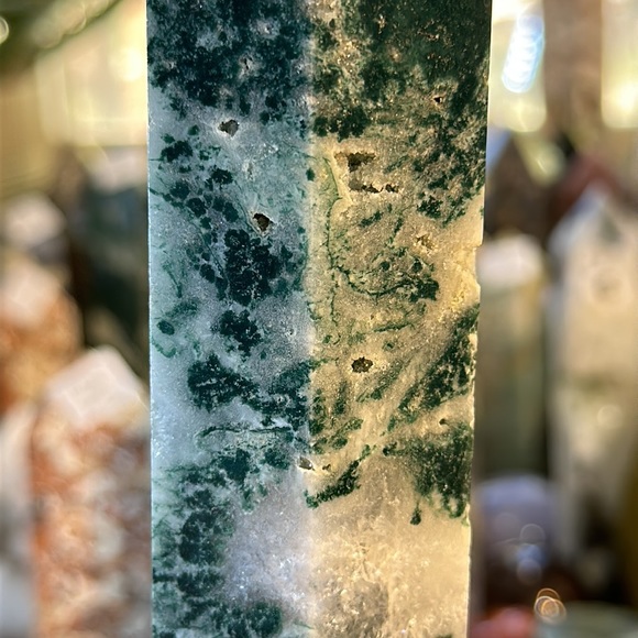 Moss Agate Crystal Tower With Druzy! - Picture 7 of 13